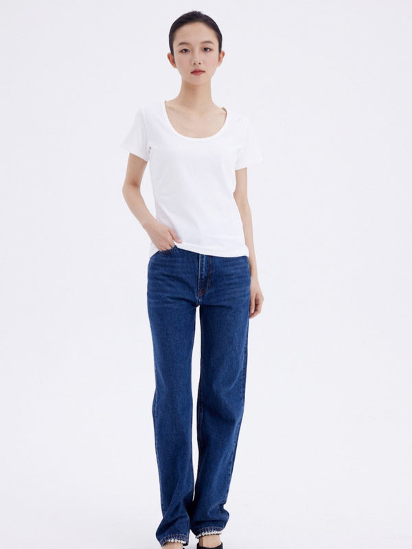 High Waist Straight-Leg Denim Jeans