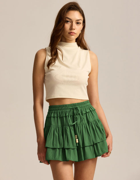 High-Waisted Tiered Mini Skirt