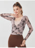 Butterfly Print Breathable Mesh Yoga Top