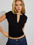 Solid Color Slim-fit Deep V Button Versatile Top