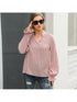 Striped V-Neck Loose Fit Long Sleeve Blouse