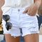 High Waist Fringe Denim Shorts