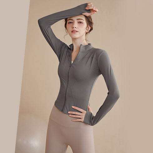 Women's Zippered Yoga Jacket Long Sleeve Fitness Top