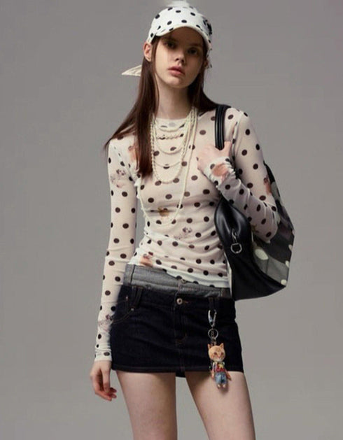 Printed Cropped Long Sleeve Top