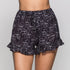 Thin Elastic Waist Printed Ruffled Lace-Up Women Shorts