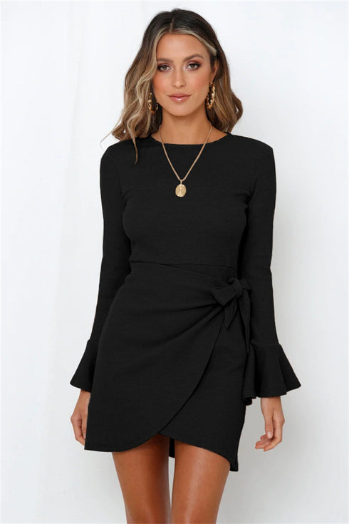 Ruffle Flared Sleeve Mini Dress