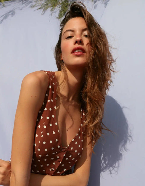 Polka Dot V-Neck Midi Sundress