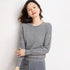 Ladies Solid Color Round Neck Long Sleeve Pullover Sweater