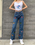 Butterfly Embroidered Straight Jeans