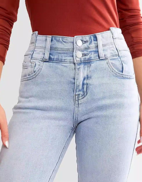 High Waist Button Front Jeans