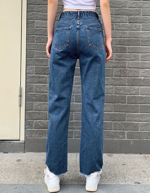 Butterfly Embroidered Straight Jeans