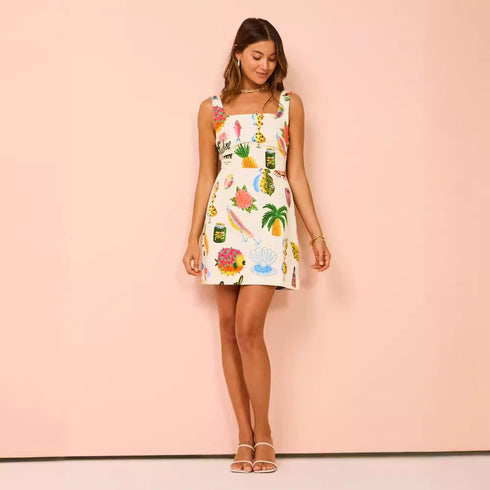 Sleeveless Fruit Mini Dress