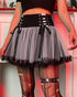 New Lace-Up Black And White Contrast Color Mesh Stitching High Waist Skirt