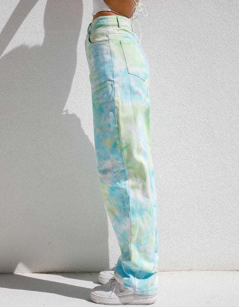 High Waist Printed Wide Leg Jeans