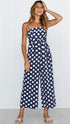 Strapless Polka Dot Wide-Leg Jumpsuit