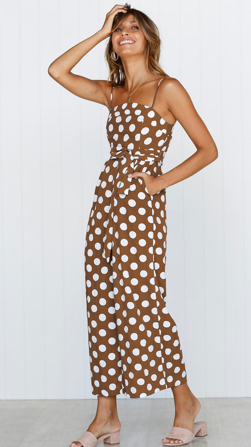 Strapless Polka Dot Wide-Leg Jumpsuit
