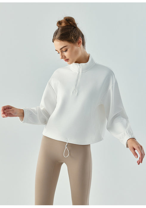 Stand Collar Half Zip Autumn Winter Sweater Coat Workout Clothes Top