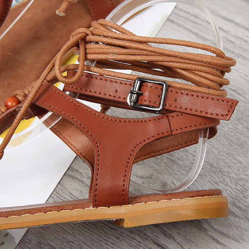 Retro cross strap flat Roman sandal