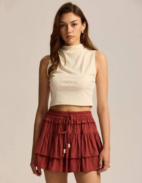 High-Waisted Tiered Mini Skirt