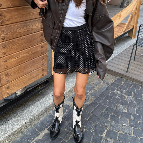 Polka Dot Slim-fit Mini Skirt