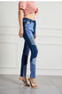 High-waisted color-blocked denim pants