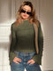 Asymmetric Turtleneck Top with Flared Long Sleeve