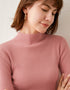 Ribbed High-Neck Knit Sweater