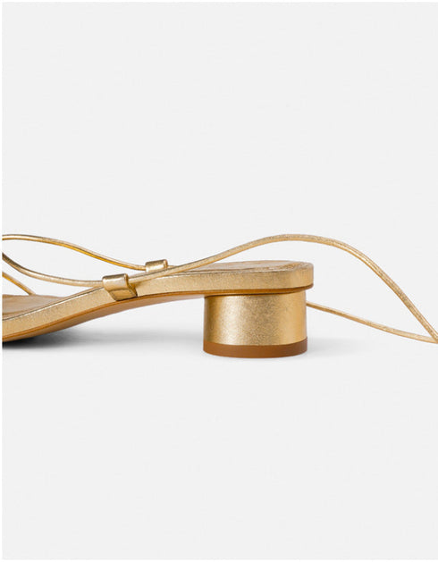 Lace-up Roman sandals chunky heel evening shoes