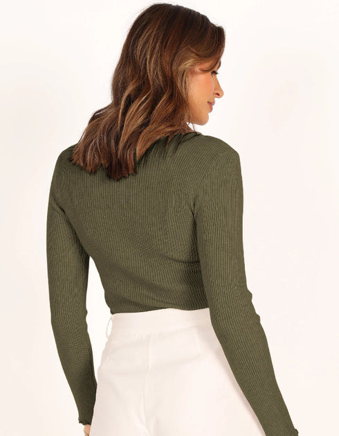 Ribbed Long Sleeve Fitted Top