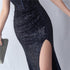 Colorful Sequin Side Slit Long Camisole Evening Dress