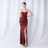 Colorful Sequin Side Slit Long Camisole Evening Dress