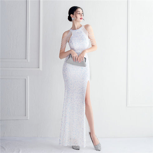 Banquet Temperament Long Backless Evening Gown Dress