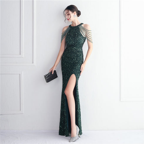 Banquet Temperament Long Backless Evening Gown Dress