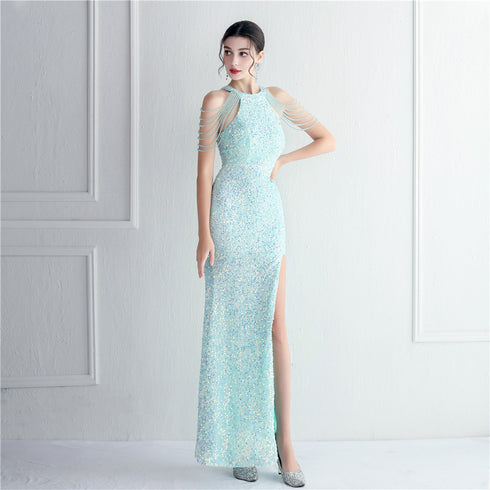 Banquet Temperament Long Backless Evening Gown Dress