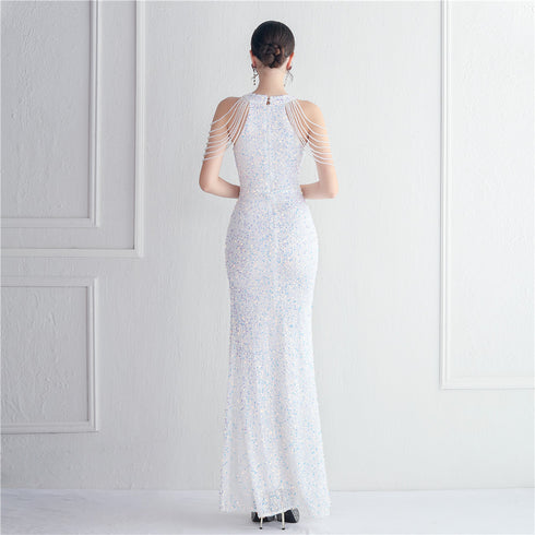 Banquet Temperament Long Backless Evening Gown Dress