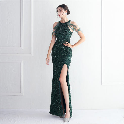Banquet Temperament Long Backless Evening Gown Dress