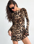 Leopard Print Backless Mini Dress
