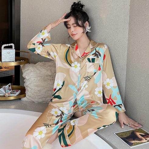 Women'S Ice Silk Long Sleeve Home Service Autumn and Winter