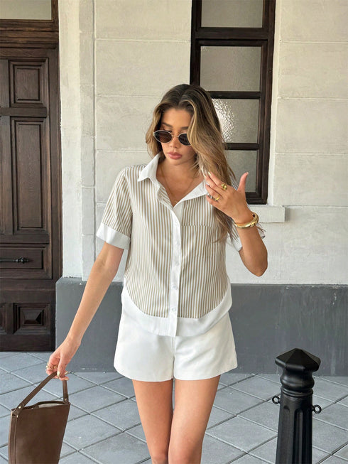 Button-Down Striped Summer Top