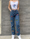 Butterfly Embroidered Straight Jeans