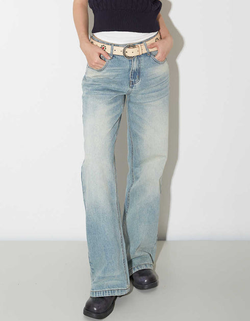 Wide-Leg Denim Pants