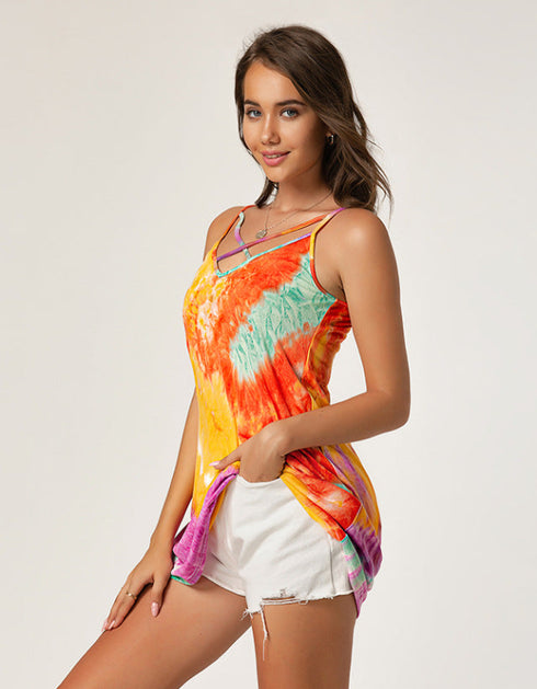 Tie-Dye Printed Camisole Mini Dress