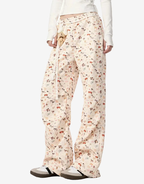 Animal Print Wide-Leg Pants