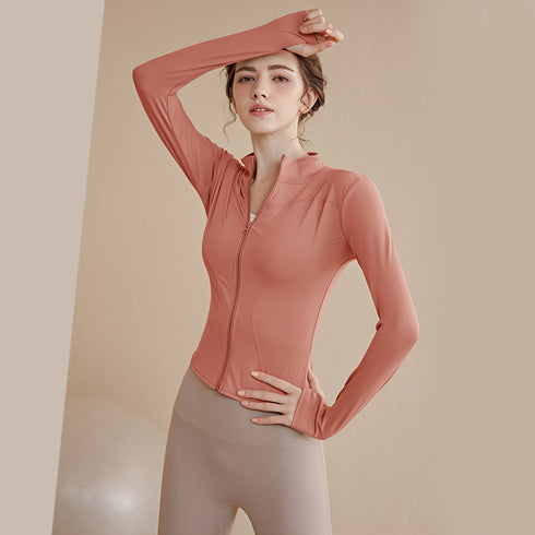 Women's Zippered Yoga Jacket Long Sleeve Fitness Top