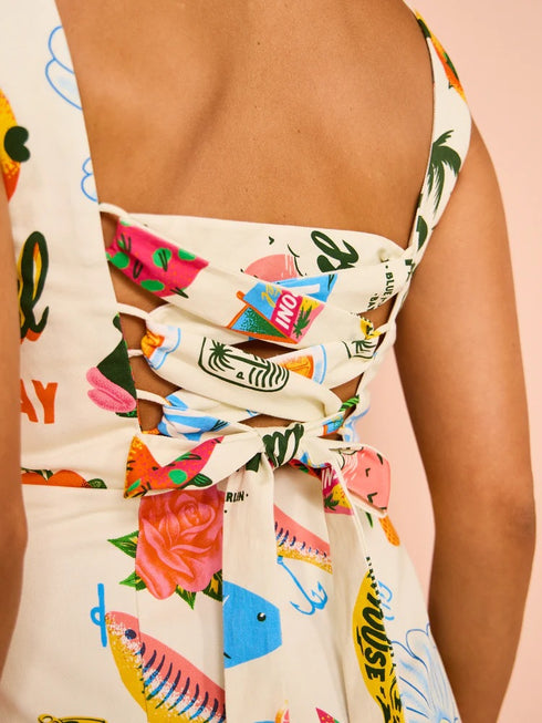 Sleeveless Fruit Mini Dress