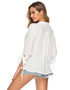 White V-Neck Casual Long-Sleeve Shirt