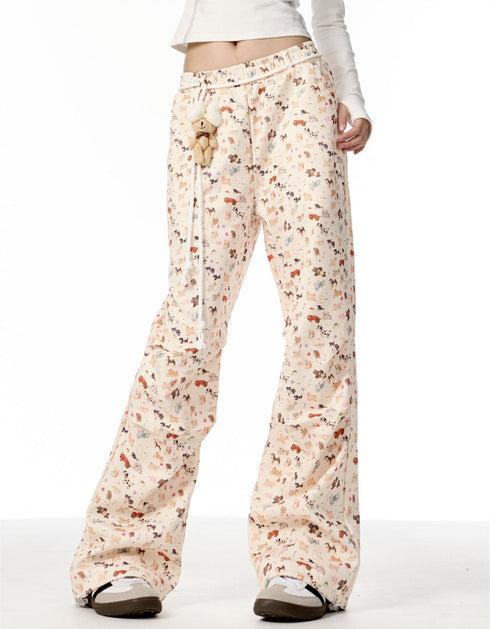 Animal Print Wide-Leg Pants