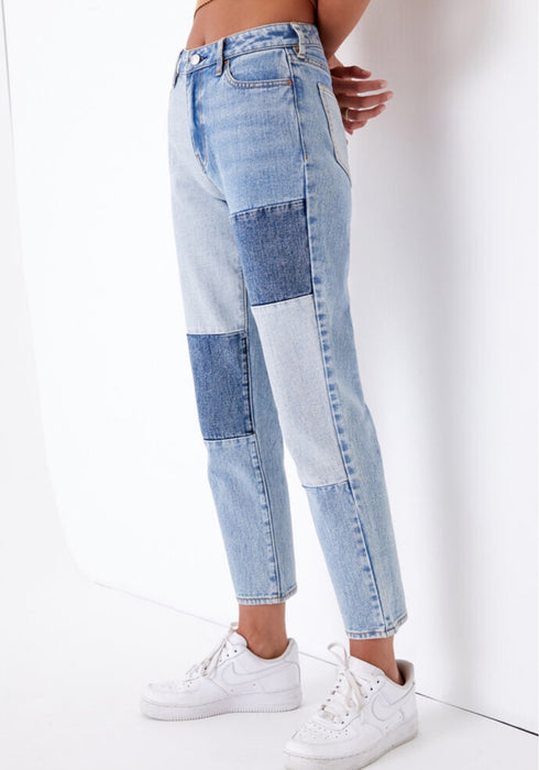 Cotton Stitching Retro Slim Straight Loose Jeans