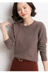 Ladies Solid Color Round Neck Long Sleeve Pullover Sweater