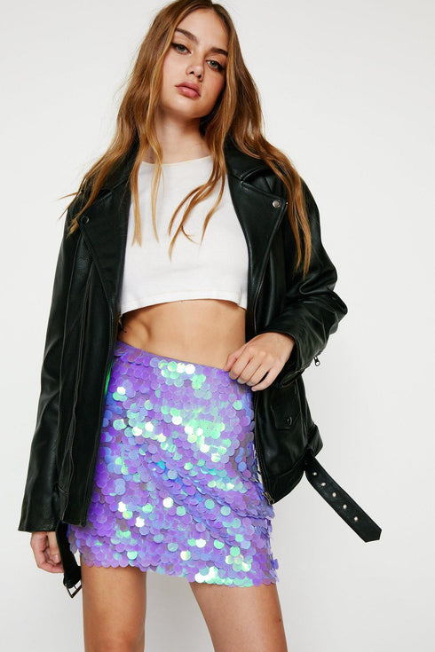 Sequin Party Skirt in Rainbow Colors